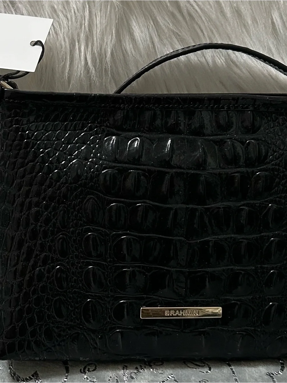 NWT BRAHMIN Small Melbourne Lorelei, Small Croc Shoulder Bag with Gold Hardware